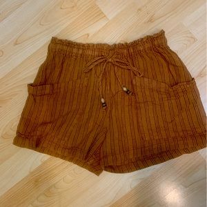 Urban outfitters linen striped pull on shorts